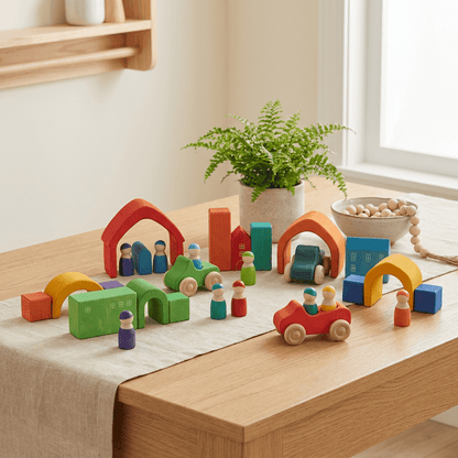Montessori Wooden Cars and Peg Dolls