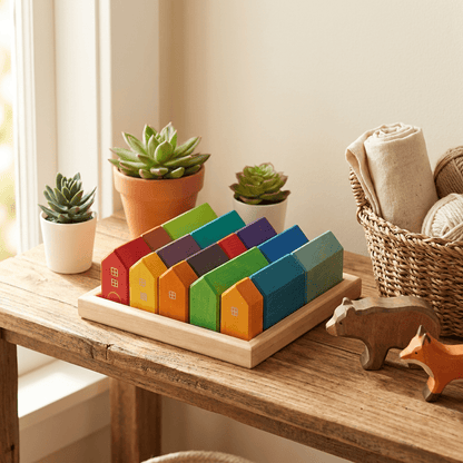 Jeu de maisons en bois Montessori
