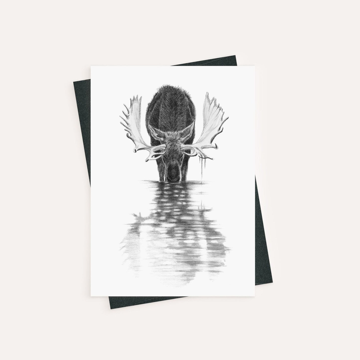 Orignal dans une eau calme - carte de vœux