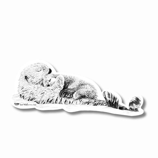 Loutre maman avec bébé Aimant