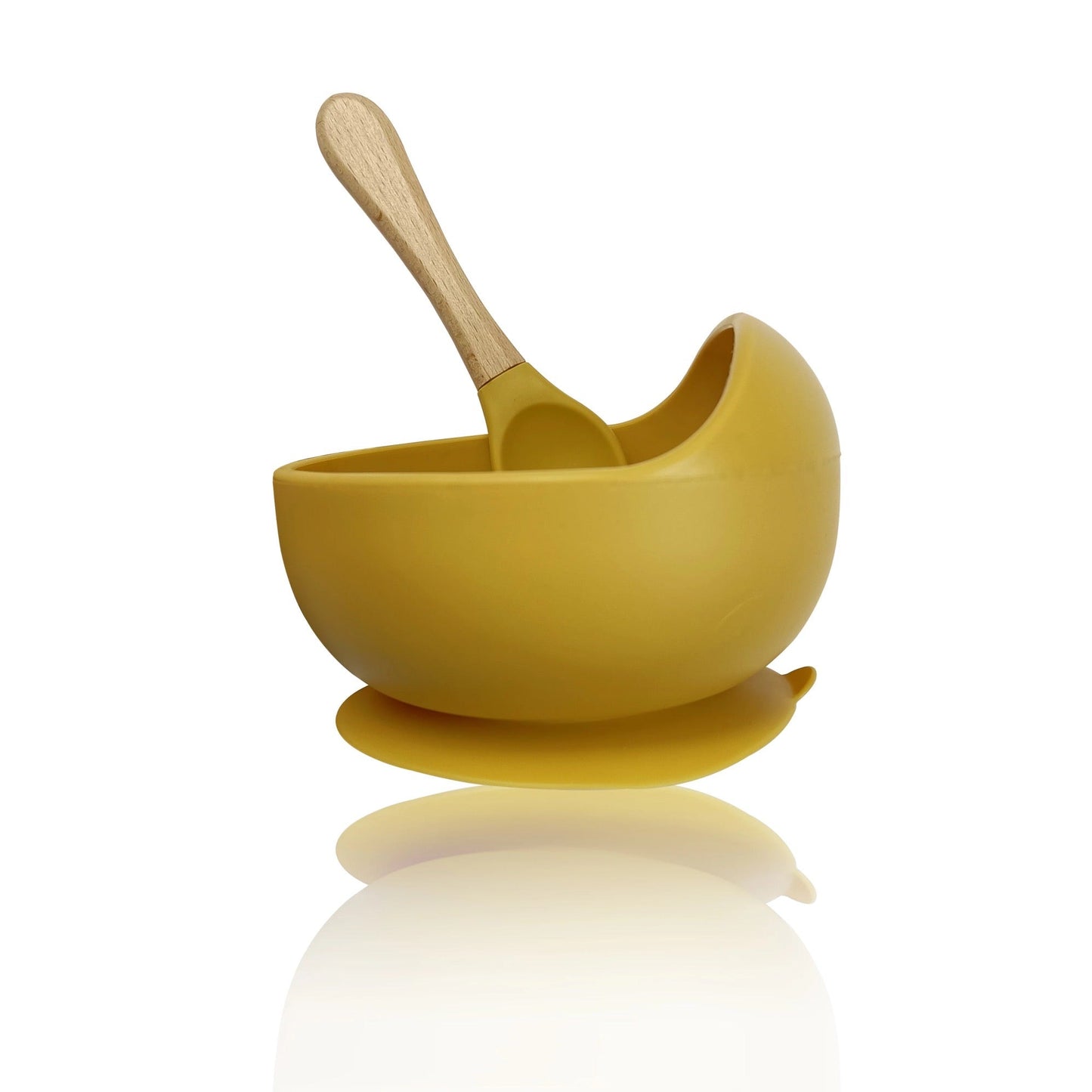 Ensemble bol et cuillère en silicone - Moutarde