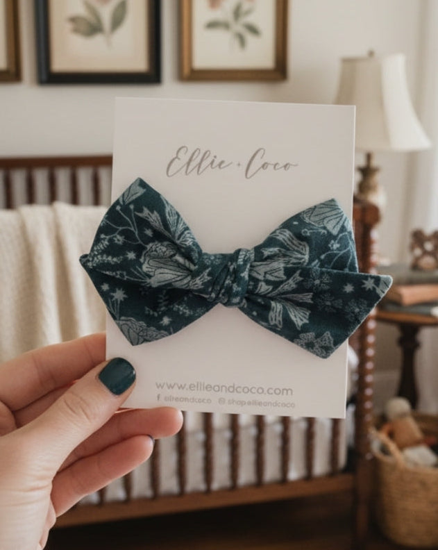 Blue Floral Oversize Bow