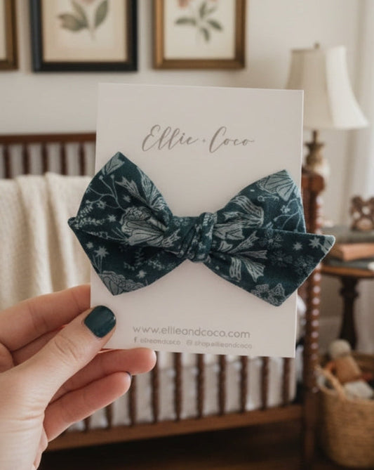 Blue Floral Oversize Bow