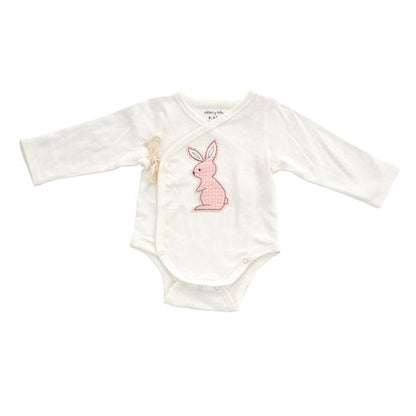 Cache-couche à manches longues en coton biologique — Snow/Blush bunny