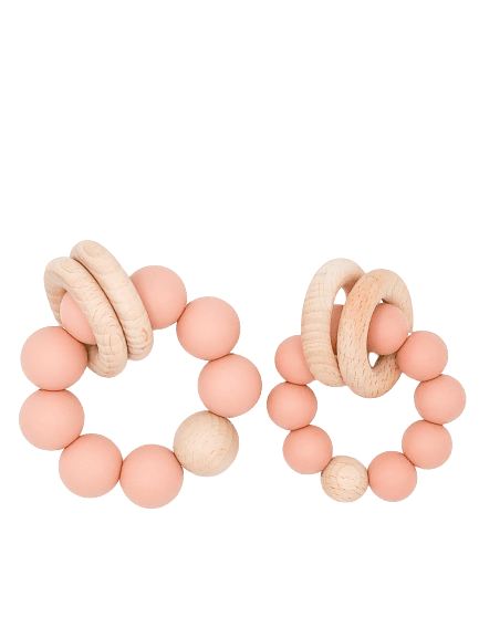 Silicone Teether With Wood Rings 6M+