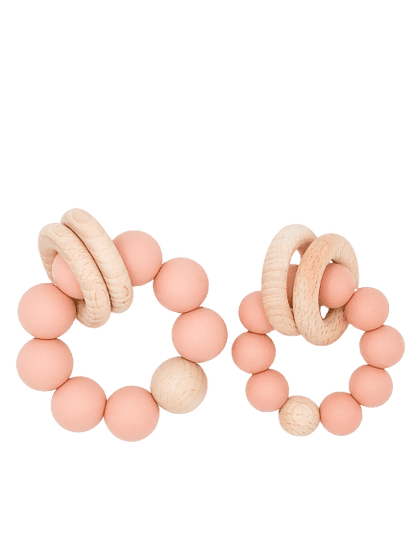 Silicone Teether With Wood Rings 6M+