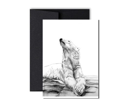 Carte de vœux Ours polaire prenant un bain de soleil