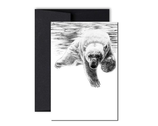 Carte de vœux Ours polaire nageant
