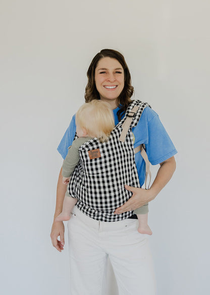 Beluga Cove Baby Carrier – Gingham, Black and White