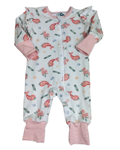 Shrimp & Crayon Grow-with-Me Zip Romper