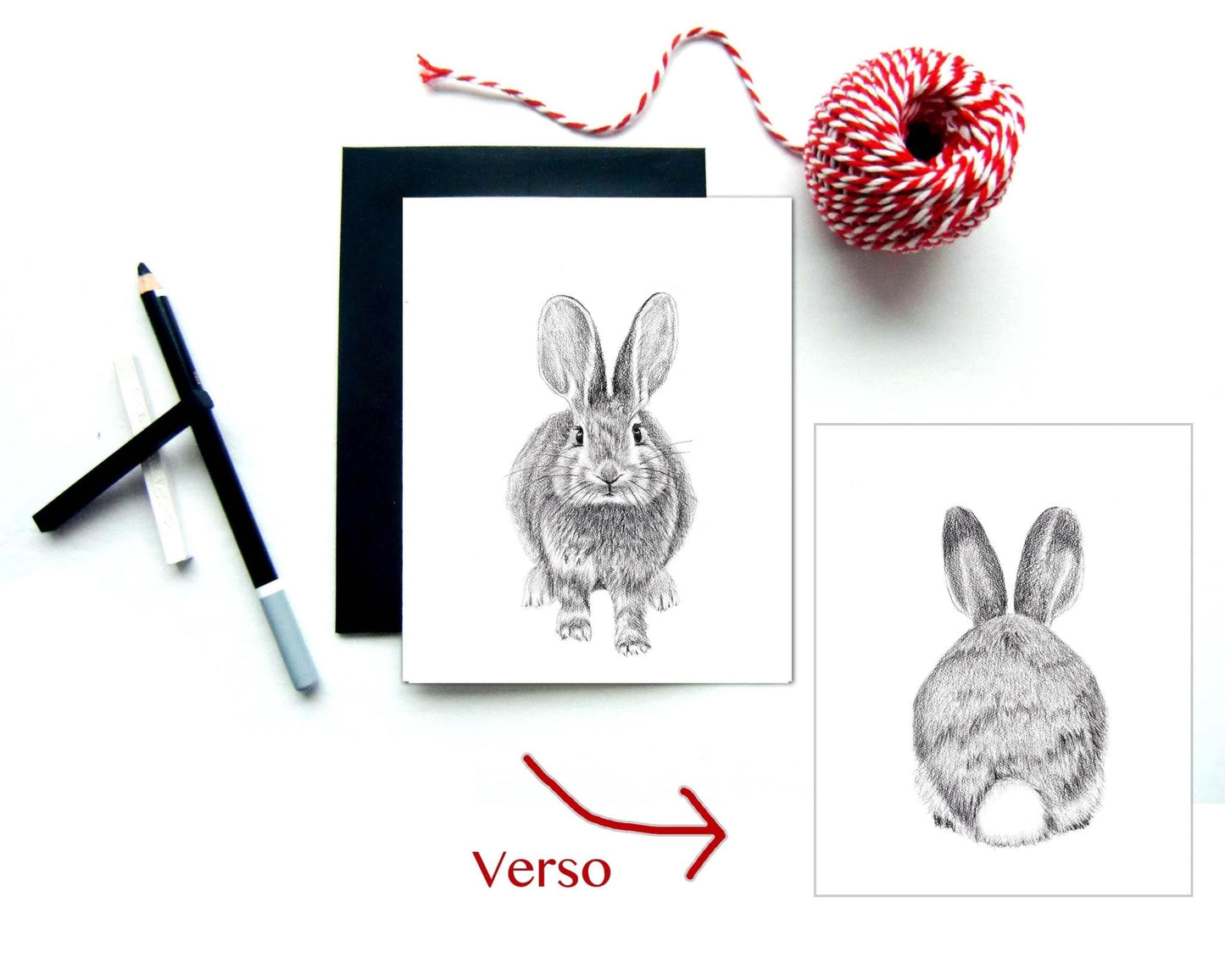 Carte de vœux lapin recto verso