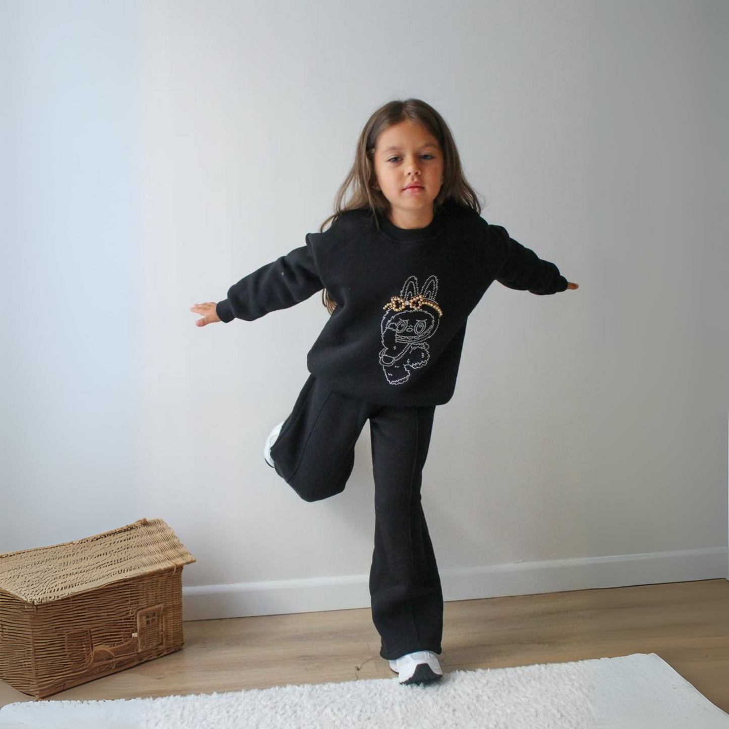 Ensemble décontracté La-Bu-Bu pour filles avec strass