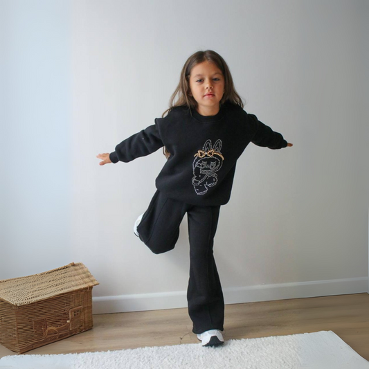 Ensemble décontracté La-Bu-Bu pour filles avec strass
