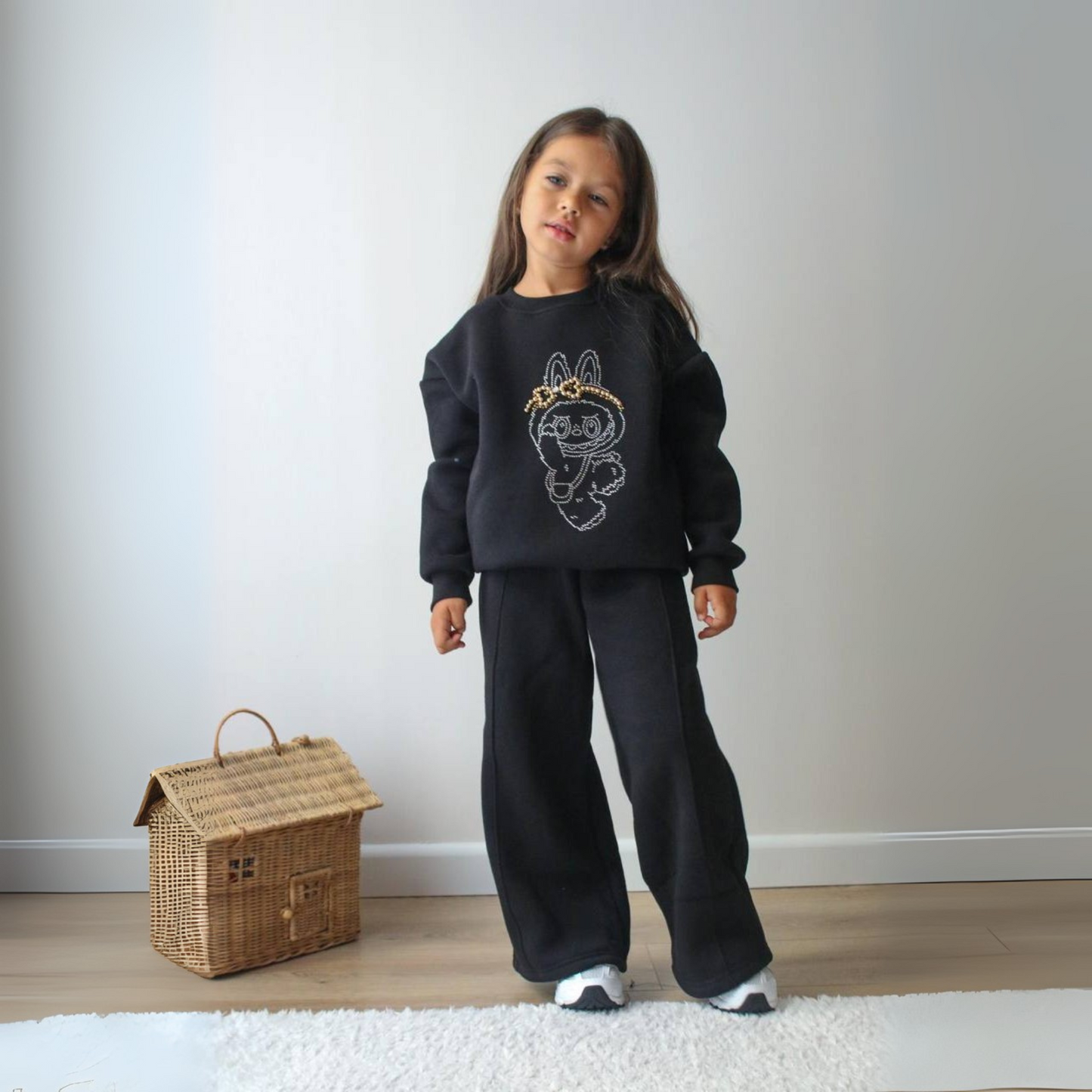 Ensemble décontracté La-Bu-Bu pour filles avec strass