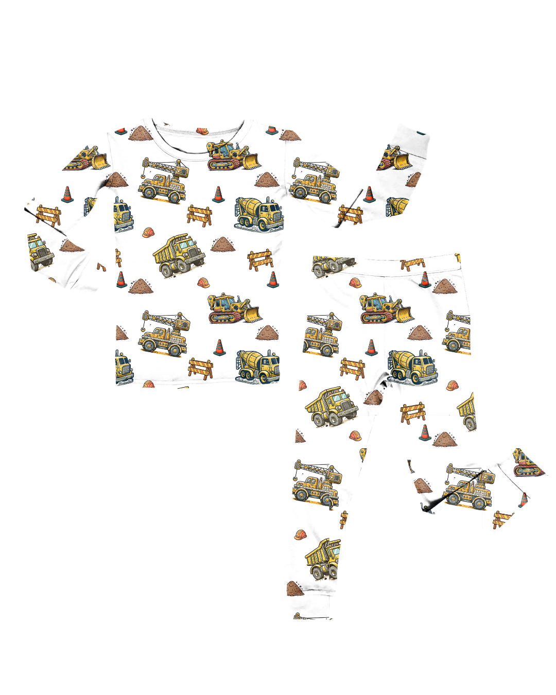 Pyjama de 2 à 10 ans avec motifs de camions de construction