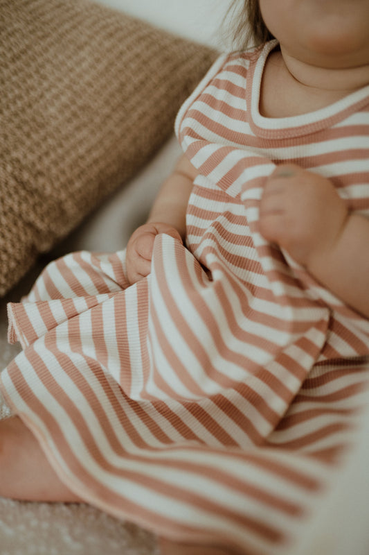 Thin Rib Dress - Pink Stripe