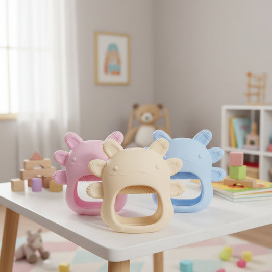 Teething Mitt - Little Monsters - Axolotl