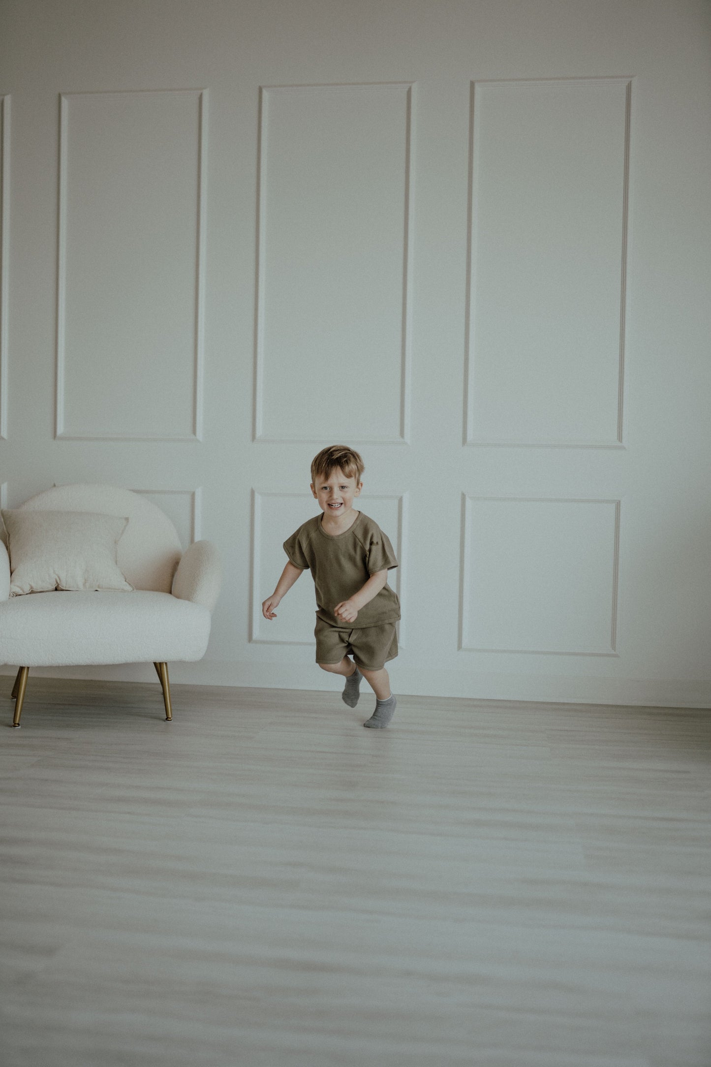 Ensemble short gaufré - Olive
