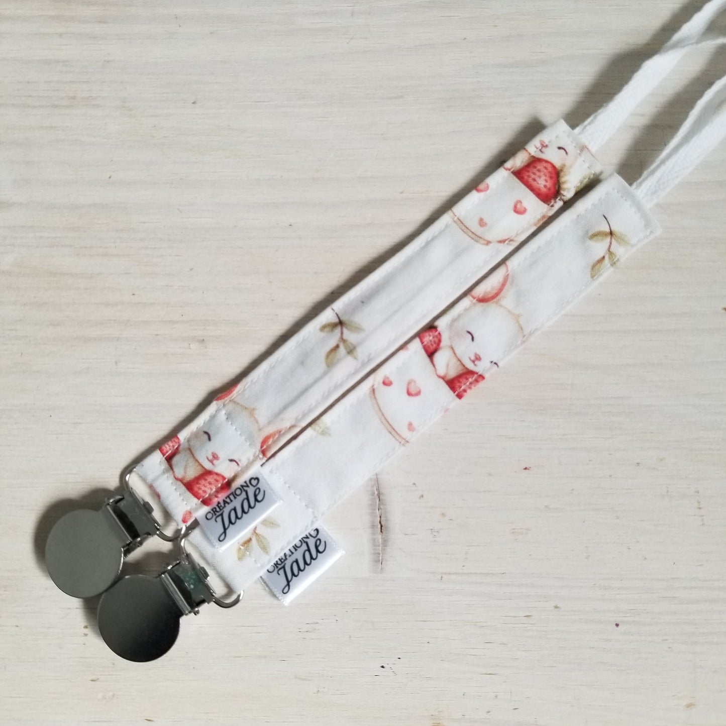 Nouveauté - Attache-suce Tissu - clip Inox - Lydia - Lapine et souris
