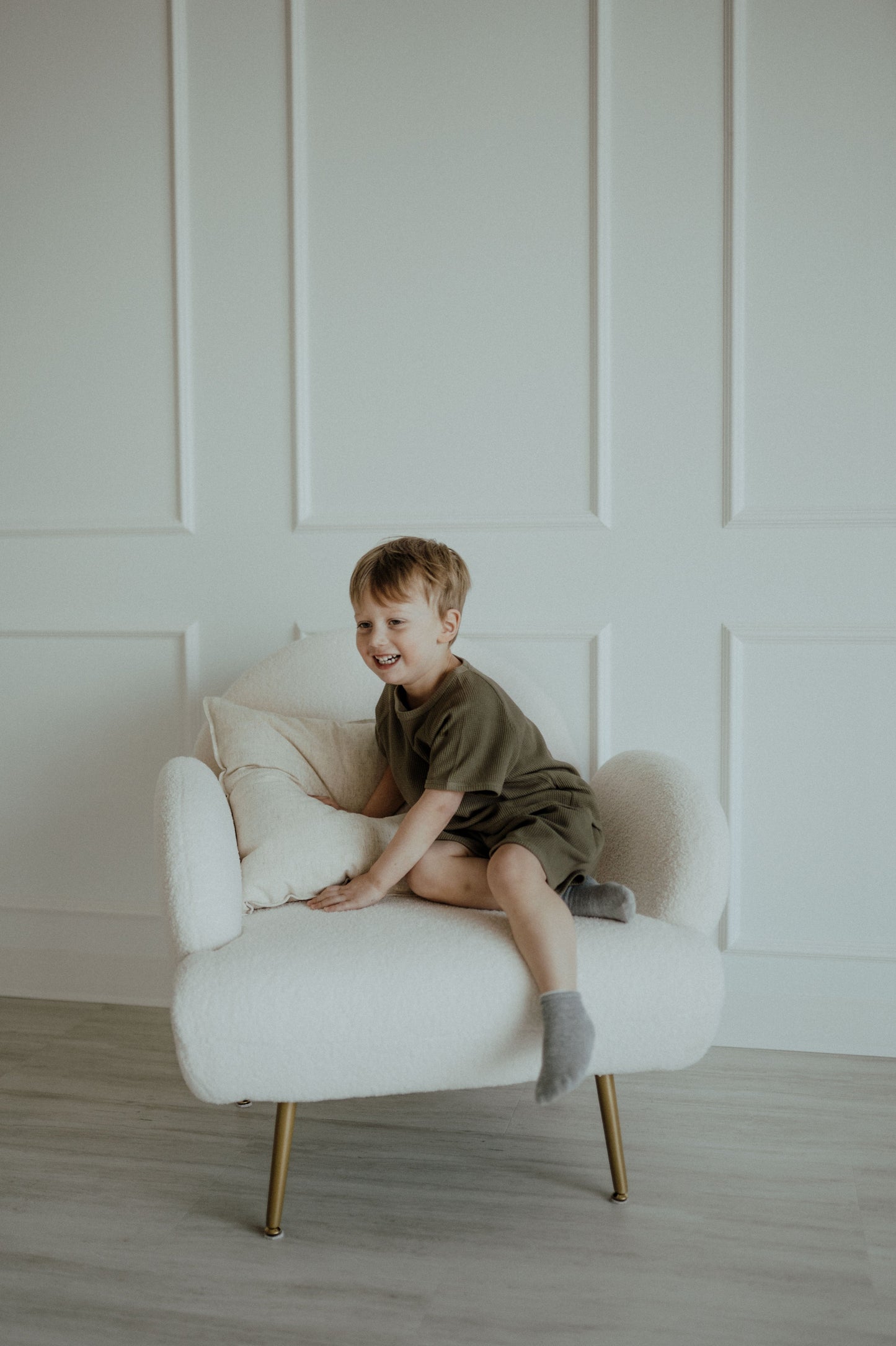 Ensemble short gaufré - Olive
