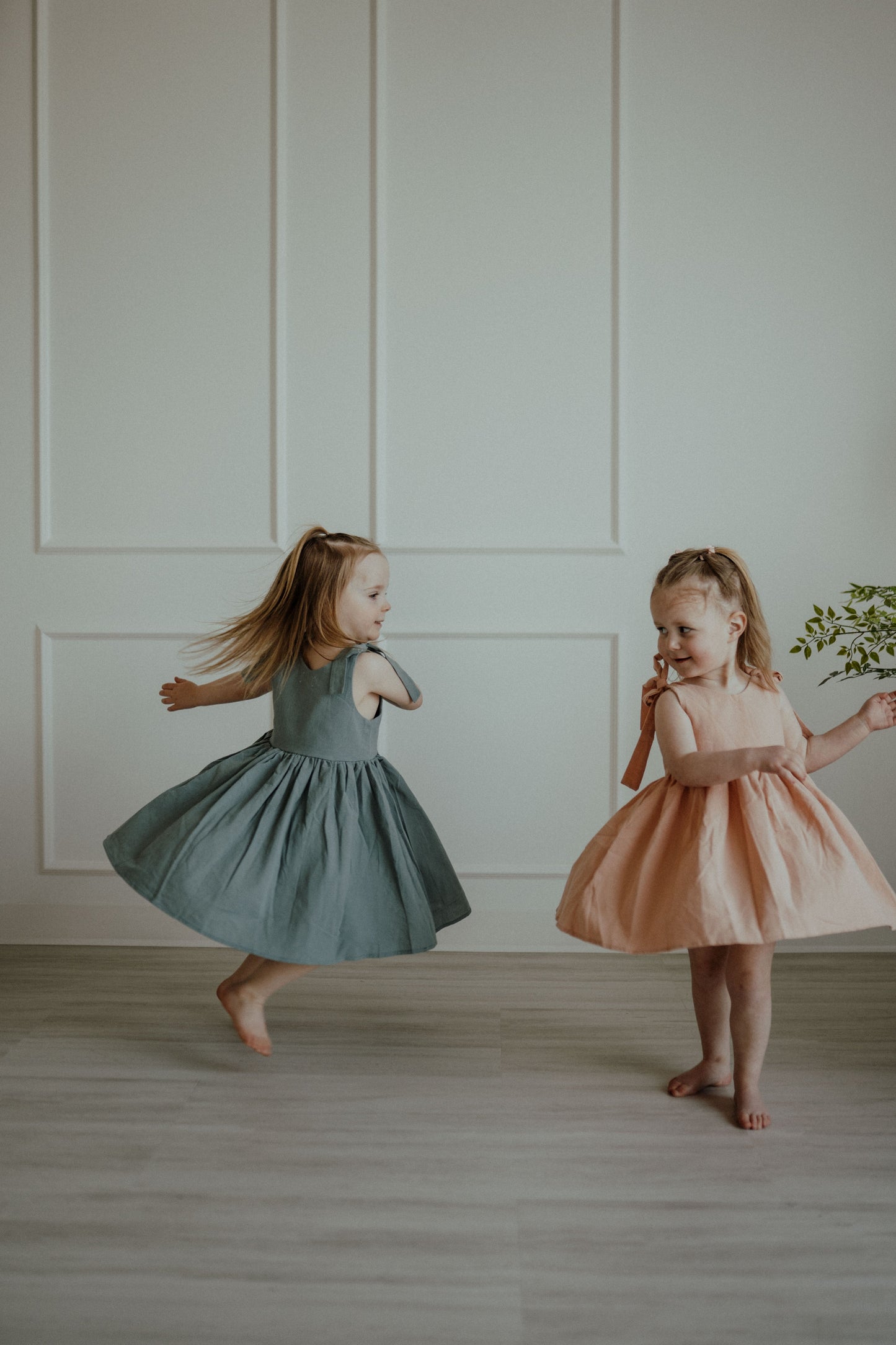 Robe en coton à nouer aux épaules - Rose poudré