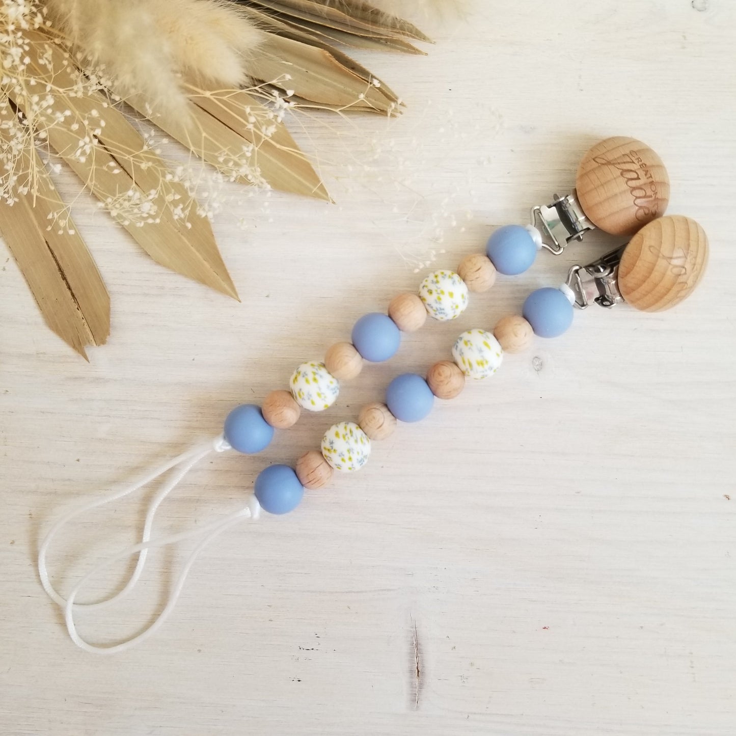 Attache-suce Bois - Motif - Daisy blue