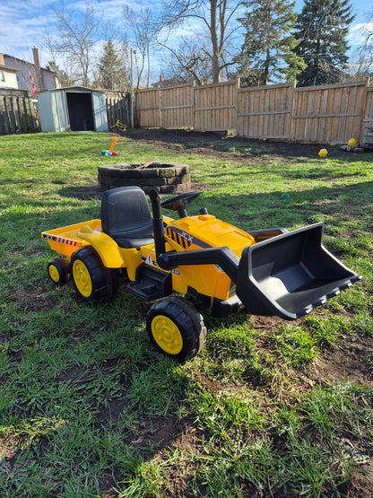 Voiture électrique 12V pour enfant avec télécommande Tracteur Pelleteuse