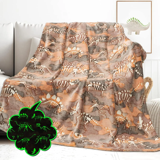 Couverture phosphorescente fossiles bruns 60x50po