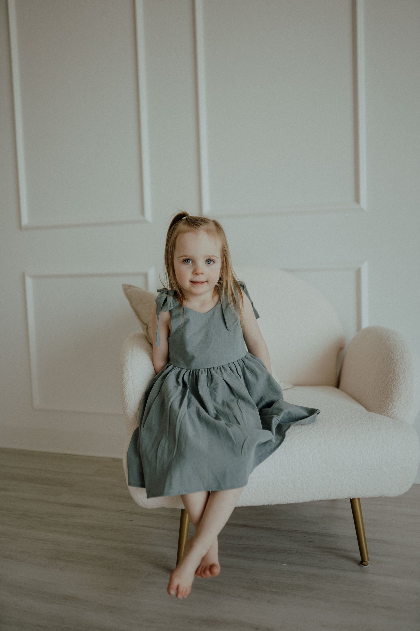 Cotton Shoulder Tie Dress - Teal