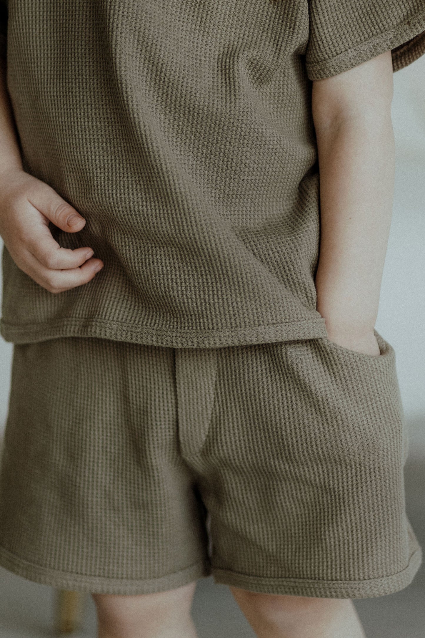 Ensemble short gaufré - Olive
