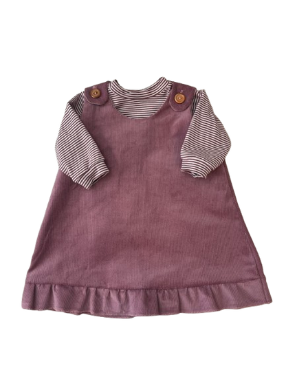 Robe à bretelles en velours côtelé prune