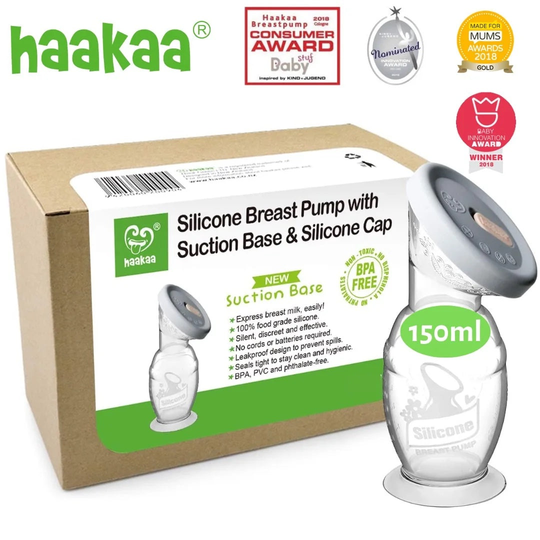 Haakaa Milk Collector Pack | 150ml avec bouchon gris