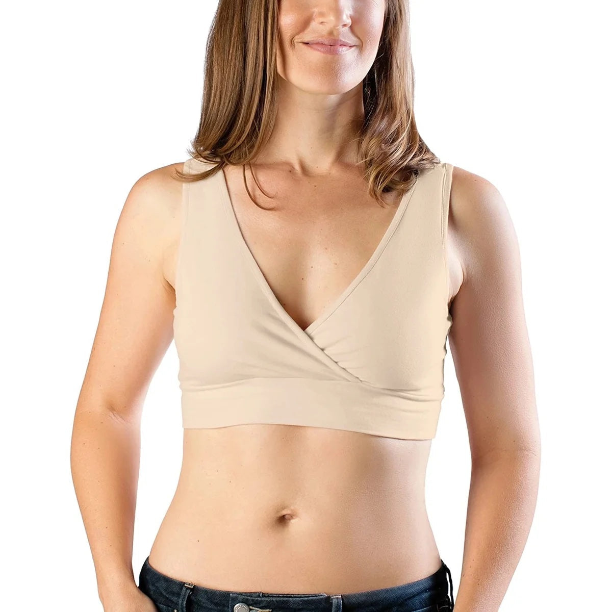 Soutien-gorge d'allaitement et de sommeil en coton biologique | Beige