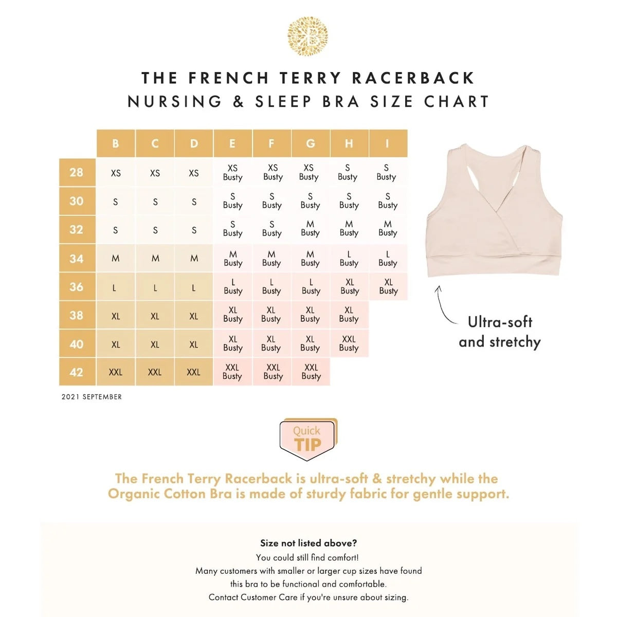 Soutien-gorge d'allaitement et de sommeil en coton biologique | Beige