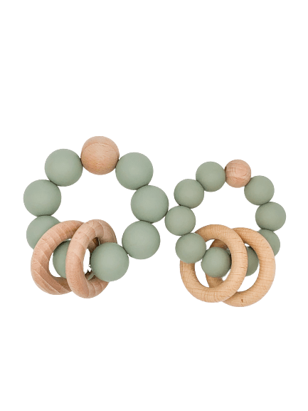 Silicone Teether With Wood Rings 6M+