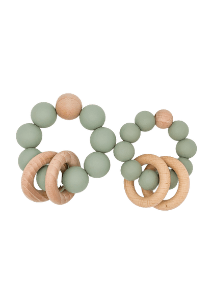 Silicone Teether With Wood Rings 6M+