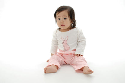 Cache-couche à manches longues en coton biologique — Snow/Blush bunny