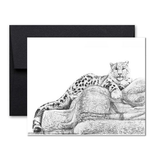 Carte de souhaits Léopard des neiges - en collaboration avec La Fondation du Zoo de Granby