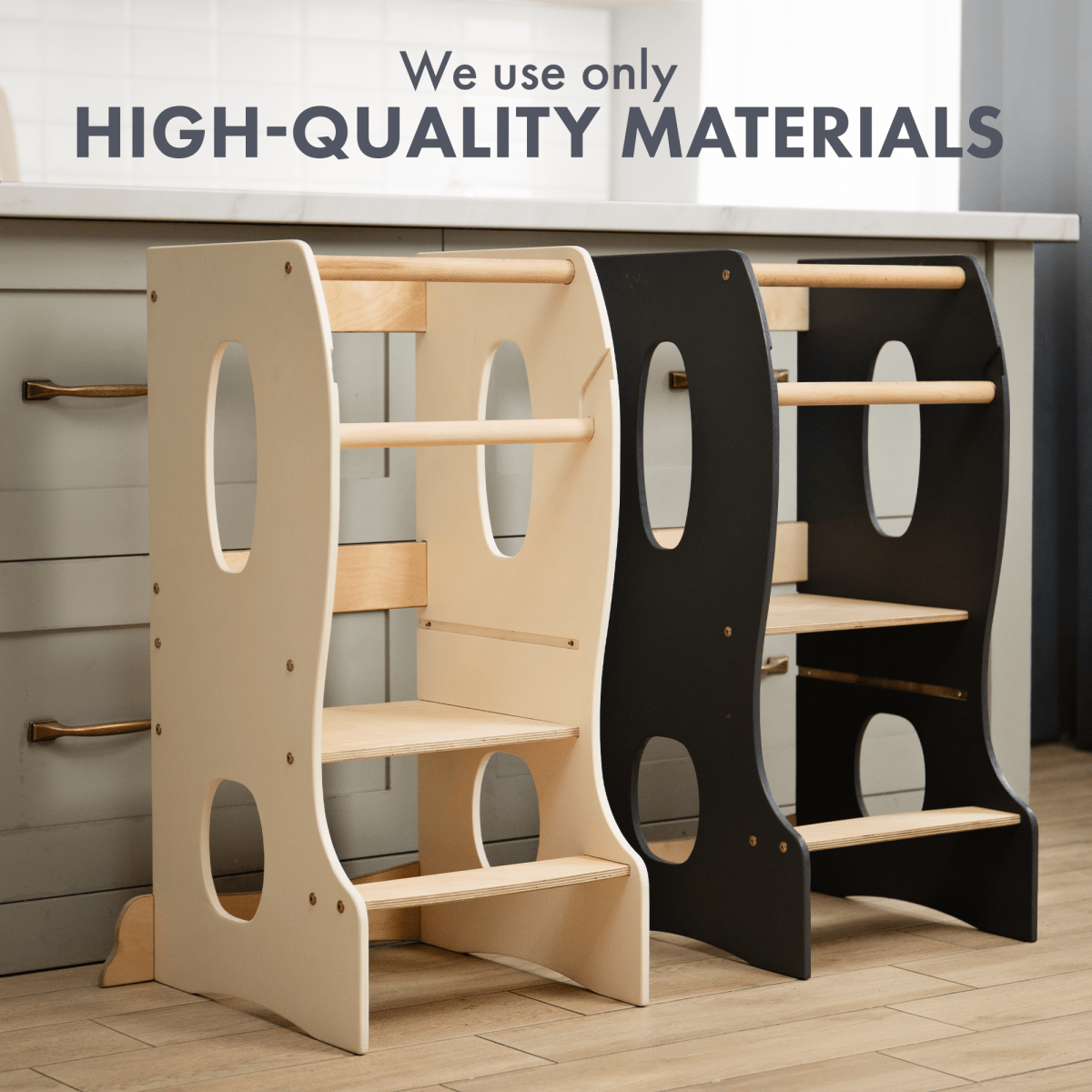 Tour Montessori stable : Chaise évolutive en bois - Ivoire