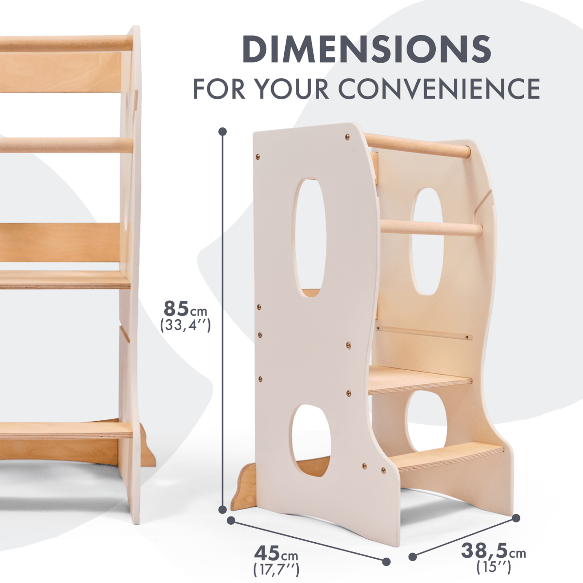 Tour Montessori stable : Chaise évolutive en bois - Ivoire