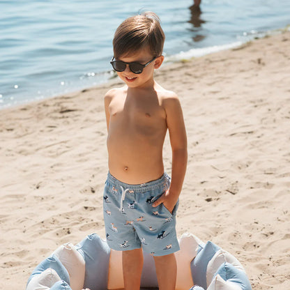 Short de bain | Chiots surfeurs sur fond bleu | Petit Lem