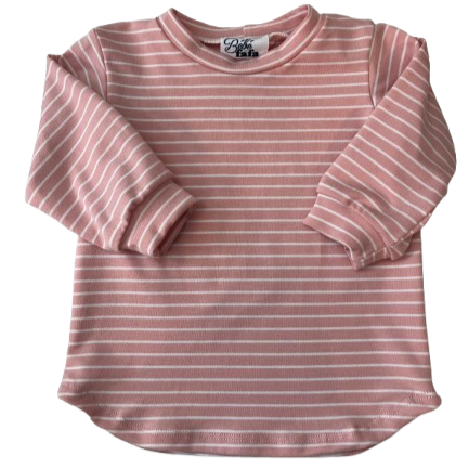 Coral Striped Long-Sleeve T-Shirt