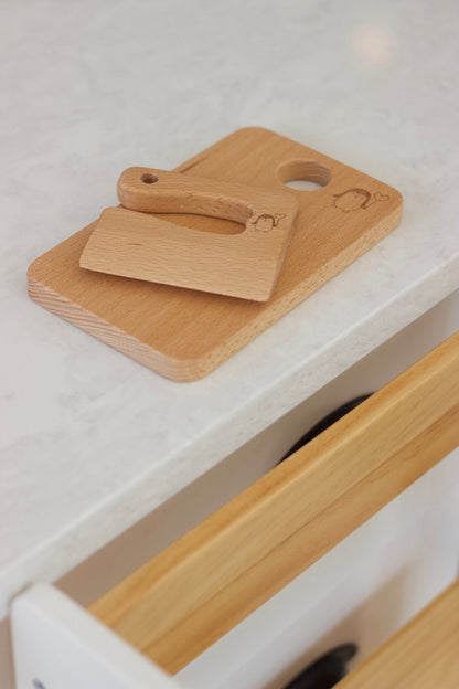 Ensemble Couteau en bois et planche à découper pour tout-petits
