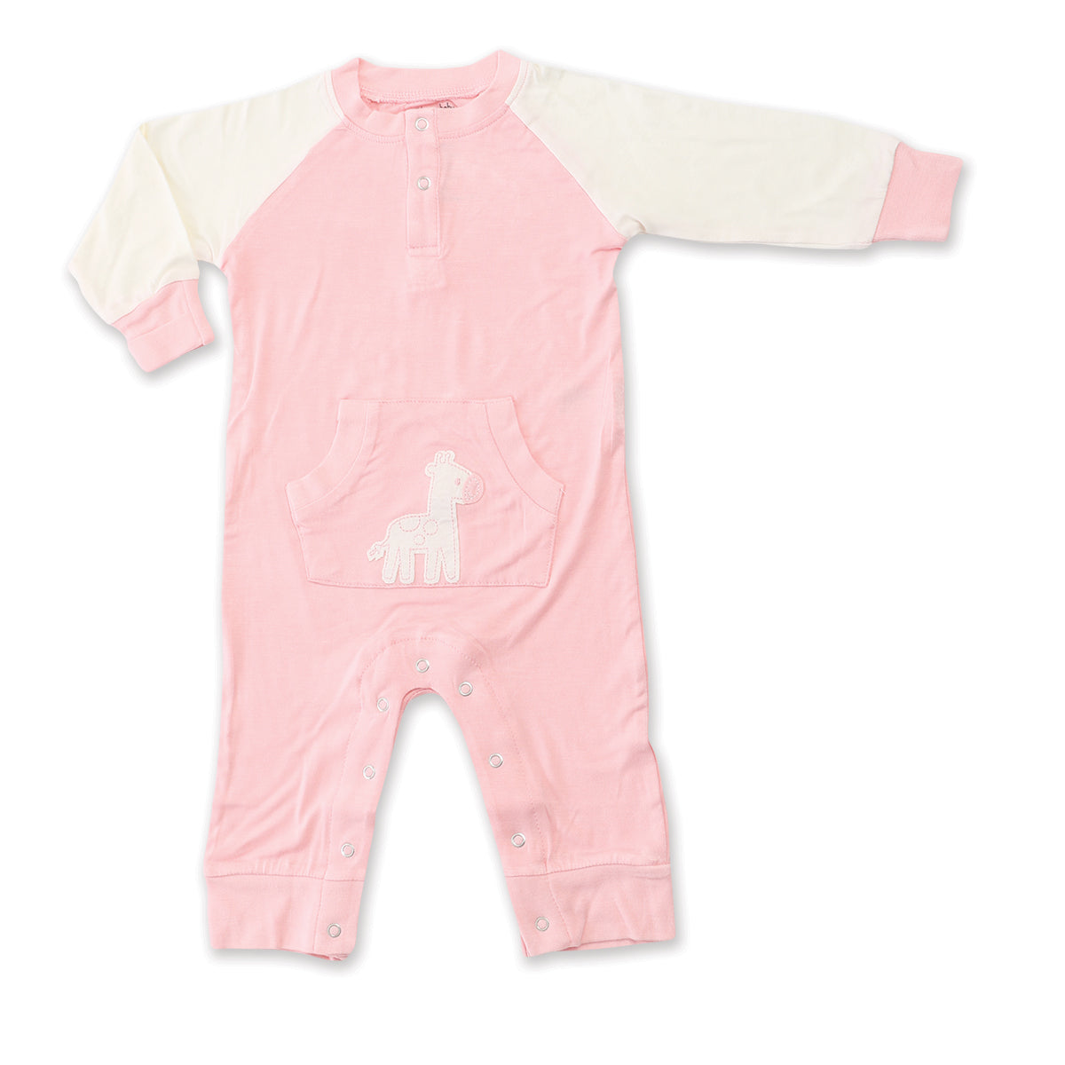 Bamboo Long Sleeve Romper (Cotton Candy/Giraffe)