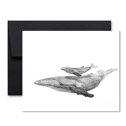 Carte de vœux Baleine et son baleineau