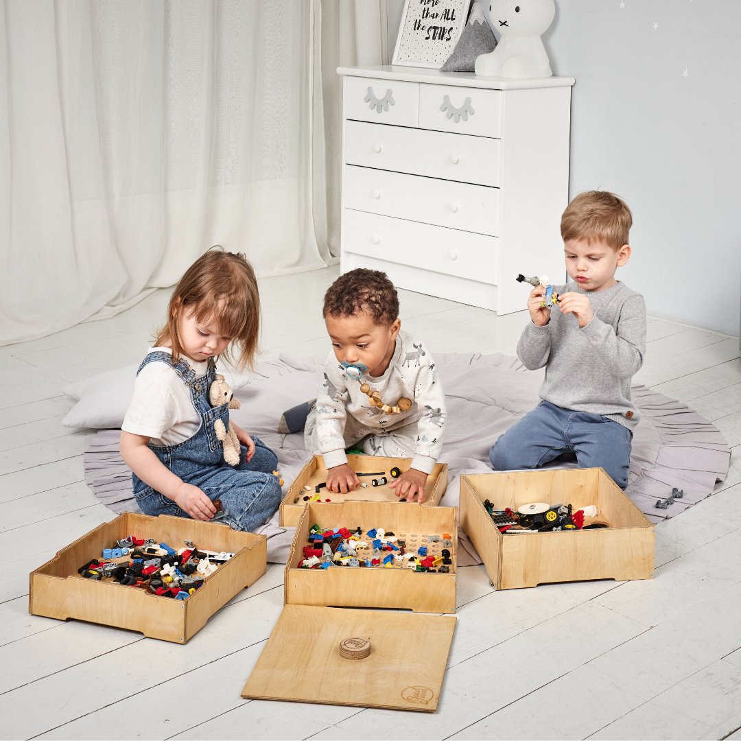 Rangement/trieur en bois pour jeu de construction