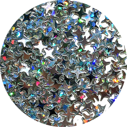 Holographic Silver 4-Point Star Glitter