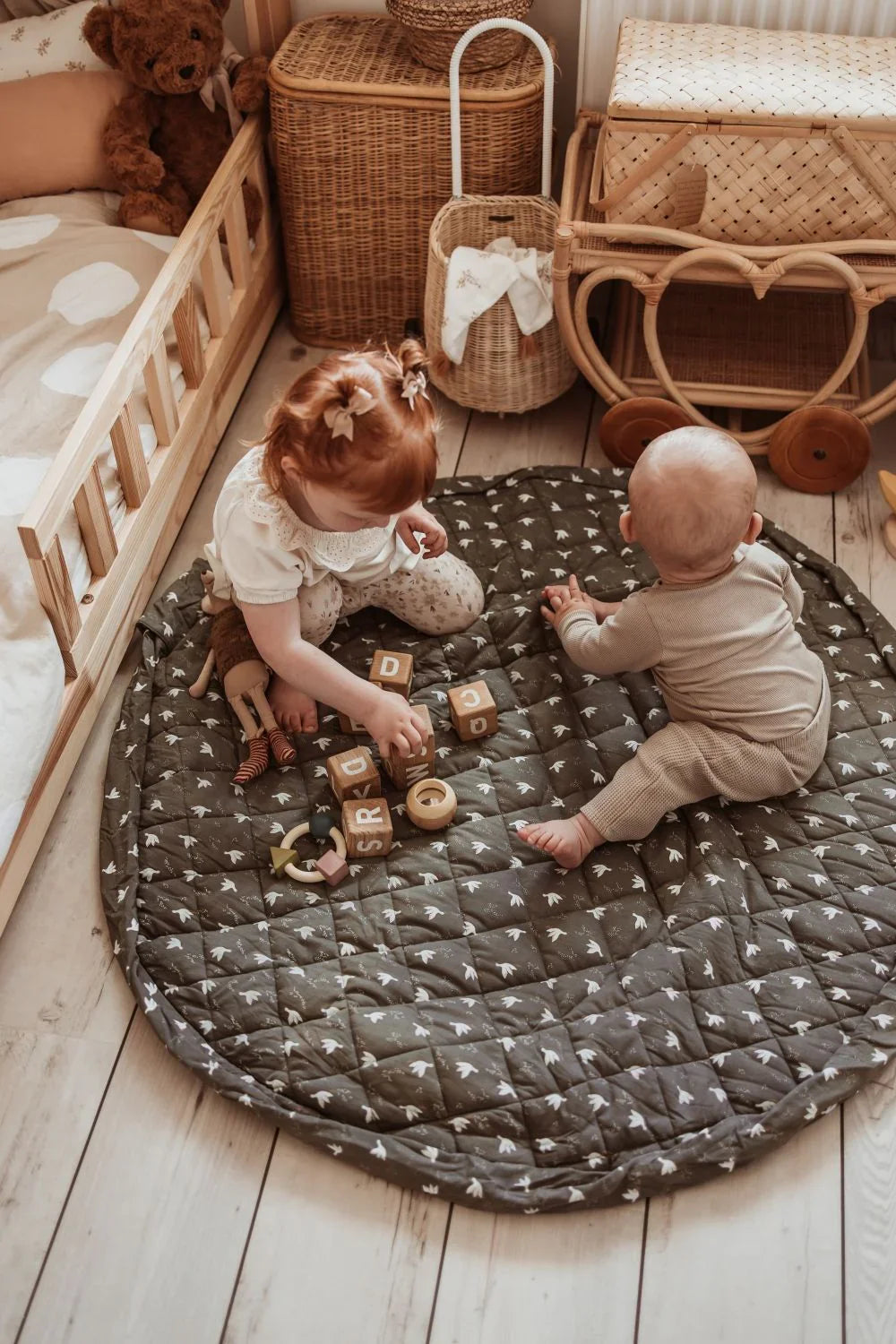 Tapis et sac bébé doux bio | Oiseaux | play&go